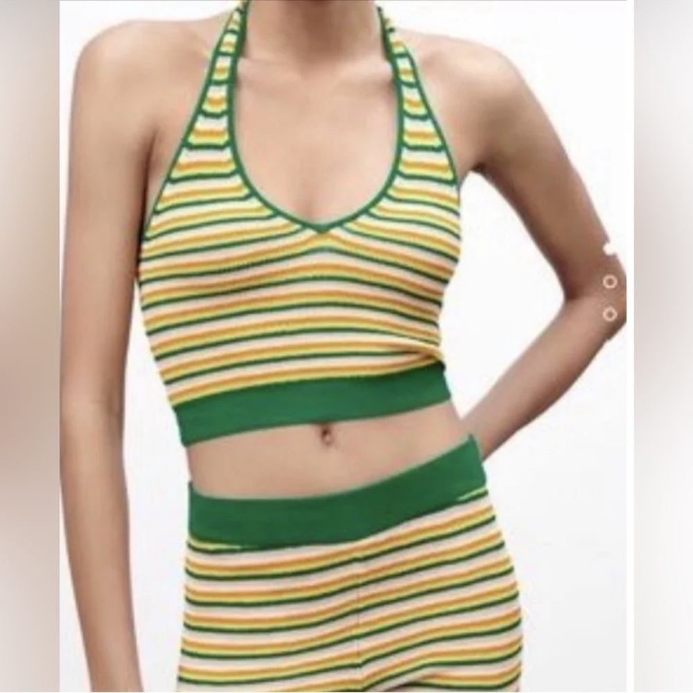 New Zara viscose Striped Halter Top - Picture 5 of 9